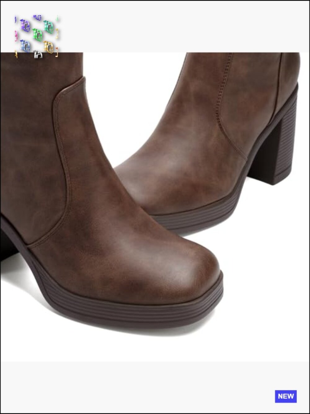 Knee High Chunky Heeled Platform Boots Square Toe Side Zipper Women's Tall Boots - Picture 5 of 7